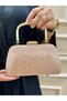 Women's Glittery Evening Dress Hand & Shoulder Bag with Handle Detail