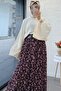 Floral Patterned Belted Chiffon Skirt - Plum - 4