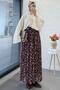 Floral Patterned Belted Chiffon Skirt - Plum - 5