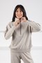 A.Beige Long Sleeve Half Turtleneck Zippered Cashmere Women's Knitwear Sweater - 3