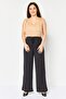 Women Wide Leg Textured Pants, Dark Grey - 4