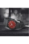 Aura Watch with Arabic Numerals Matte Black Minimalist with Red Paced Silver Dial for Men & Wonen - 2