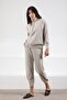 A.Beige Long Sleeve Half Turtleneck Zippered Cashmere Women's Knitwear Sweater - 4