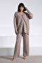 Mink Long Sleeve Oversized V-Neck Buttoned Cashmere Women's Knitwear Jacket - 5