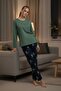 Premium 100% Cotton Women's Long Sleeve Pajama Set Green - 3