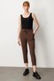 Regular Fit Slim Leg Elastic Waist Woven Women's Trousers - 4