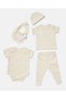 Baby Beige Set Of Grower, Bodysuit, Bib, Hat And Mittens - 6