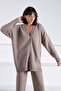 Mink Long Sleeve Oversized V-Neck Buttoned Cashmere Women's Knitwear Jacket - 2