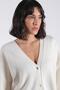 Ecru Long Sleeve Oversized V-Neck Buttoned Cashmere Women's Knitwear Jacket - 5