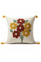 Colorful Flower Bouquet Punch Embroidered Decorative Tufted Throw Pillow Cover Cotton 42X42 cm - 7