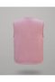 Pink Crew Neck Gold Button Pocketed Knitwear Women's Vest Sweater - 8