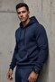 Men's Kangaroo Pocket Blue Hooded Sweatshirt - 3