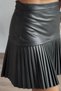 Women's İçi Ş Fleece-Lined Pleated Faux Leather Mini Skirt - 3