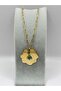Steel Gold Crystal Beaded Leaf Necklace - 6