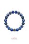 Certified Lapis Lazuli Stone 8 mm Men's Natural Stone Bracelet with Silver Clover Figure