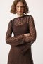 Women's Belt Detail Maxi Lace Dress Brown - 6
