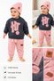 Baby Girl 3-Piece Top and Bottom Set 100% Cotton Comfortable Fit Ht Printed Daily Children's Clothing Set - 4