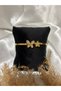 Pearlescent & Zircon Stone Detailed Steel Handcuff Bracelet - 3