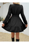 Women's Floral Printed V Neck Long Sleeve Mini Dress - 2