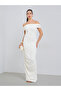 Women Cream Lace Off-Shoulder Maxi Dress - 3