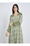 Women Green Maxi Jalabiya with Border Print - 3