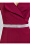 Zipper at center back no slit at skirt half sleeves Sheath Midi Dress - 4