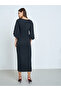 Black Pleated Detail Midi Dress - 4
