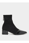 Women Block Suede and Patent Ankle Boots