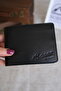 Ataturk Signed Special B Printed Leather Wallet - Genuine Leather Wallet with Coin Compartment Bright Black 1242