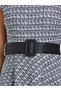 Black and White Belted Sleeveless A-Line Midi Dress - 4