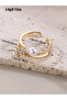 Rhinestone Faux Pearl Embellished Ring - 3