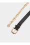 Black Faux Leather Belt with Chain Detail - 3