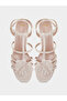 Ankle Strap Heel Sandals with Flower Detail - 5