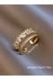 Gold Open Ring with Baguette Crystals - 2