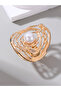 Geometric Cut Out Faux Pearl Embellished Ring