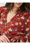 Red Floral Print Wrap Mini Dress - 4