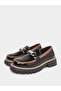 Black Metal Buckle Detail Thick Sole Platform Loafers - 2