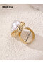 Irregular Faux Pearl Embellished Ring - 3