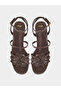 Ankle Strap Heel Sandals with Flower Detail - 4