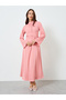 Women High Neck Maxi Dress with Tie Waist - 3