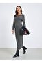 Women Cable Knit Midi Dress with Long Sleeves - 2