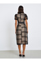 Black Organza Flocked Sheath Midi Dress - 5