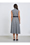 Black and White Belted Sleeveless A-Line Midi Dress - 5