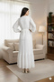 Pleated Balloon Sleeve Chiffon Dress - 5