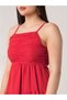 Women Red Square Neck Strappy Tiered Maxi Dress - 4