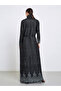 Floral Printed Textured Pleated Long Sleeve Abaya - 5