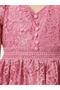 Girls Pink Lace A-Line Knee-Length Dress - 5