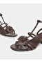 Ankle Strap Heel Sandals with Flower Detail - 3