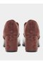 Women Burgundy Lace Up Oxford Shoes - 4