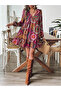 Women's Allover Printed V Neck Long Sleeve Mini Dress - 4